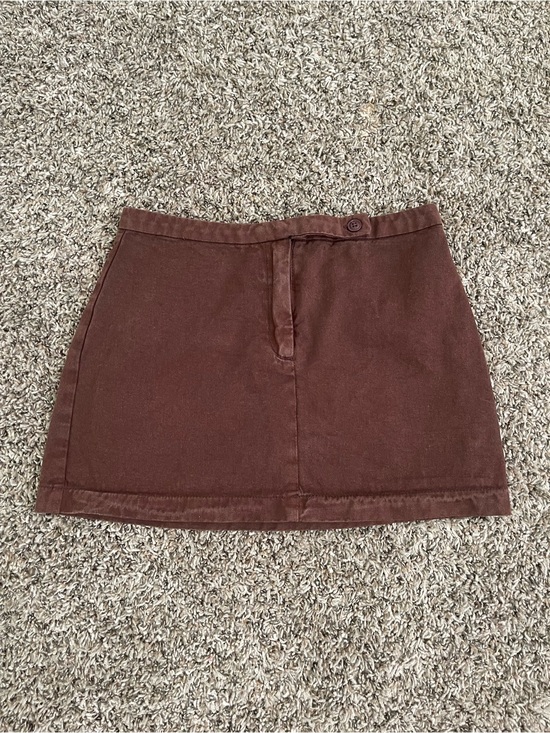 Brandy Melville Dresses & Skirts - John Galt Brandy Melville Brown Denim Mini Skirt Size S Small Cotton Mid Rise